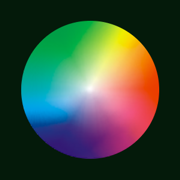 Abbildung des RGB Farbkreises bestehend aus zirka 16 Millionen Farben, im Uhrzeigersinn betrachtet von gelb über orange, rot, rosa, violett, blau, türkis, und grün wieder nach gelb verlaufend.